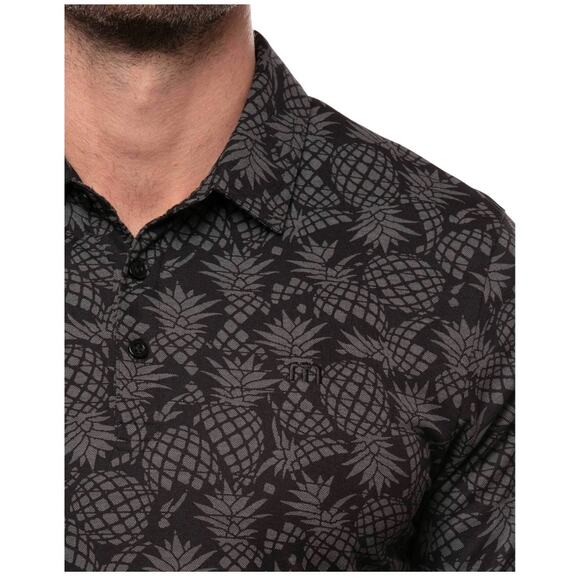 TravisMathew Off The Cape Mens Golf Polo Black Gray Pineapple Shirt Size Large - Picture 8 of 12